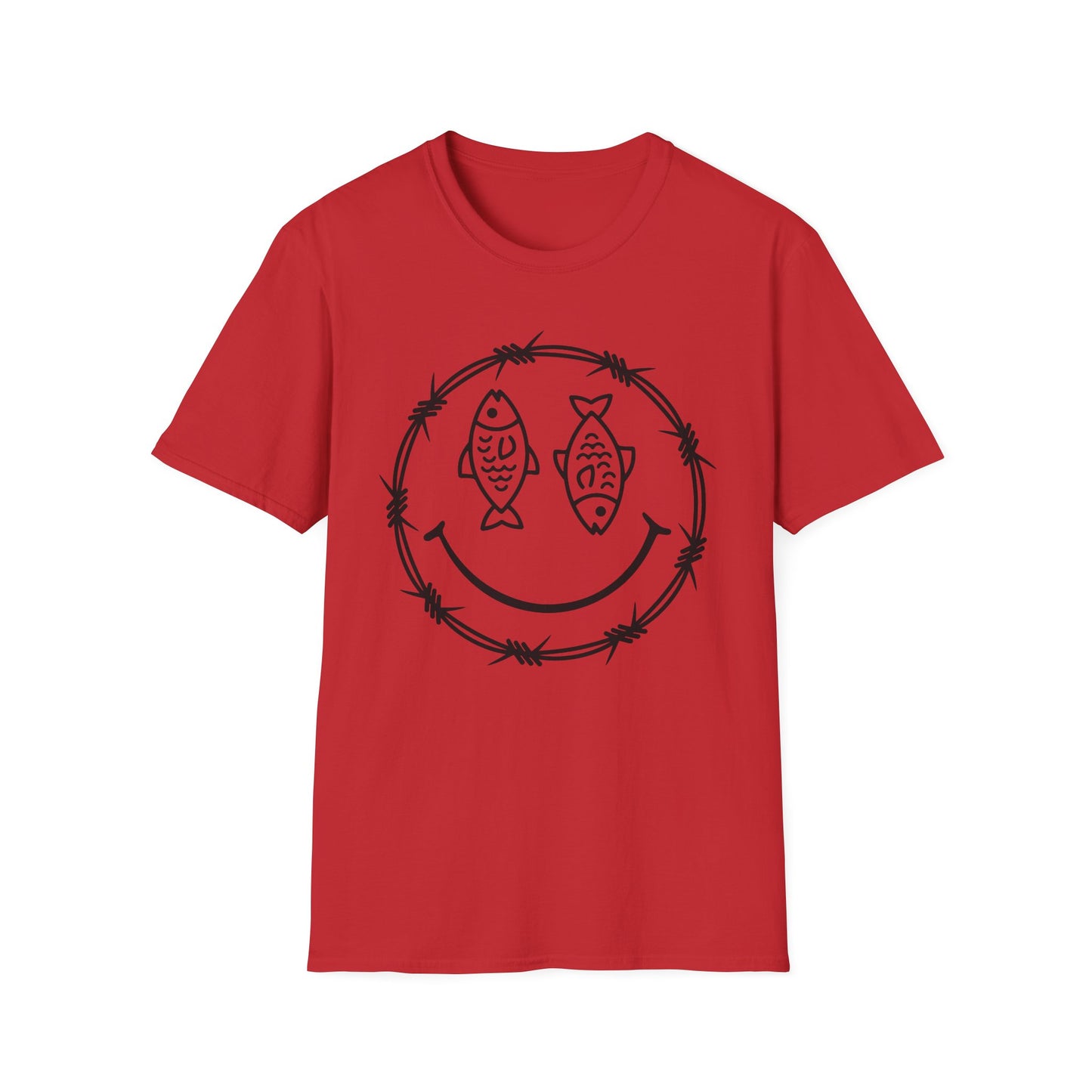 Smiley Fish Barbed Wire Graphic Tee