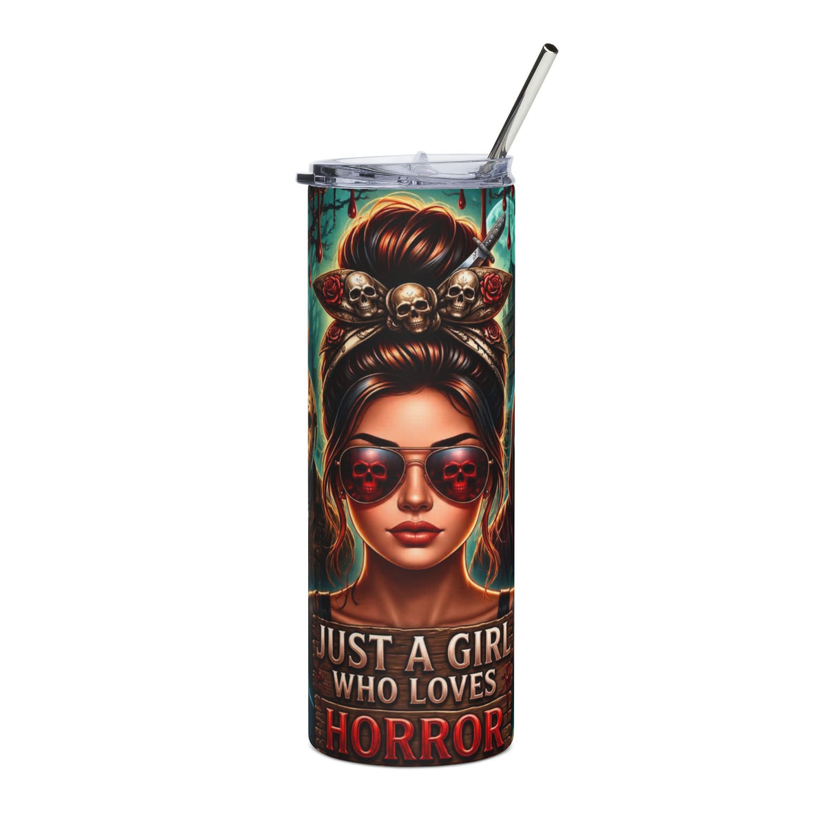 20oz Stainless Steel Tumbler "Just a Girl Who Loves Horror"