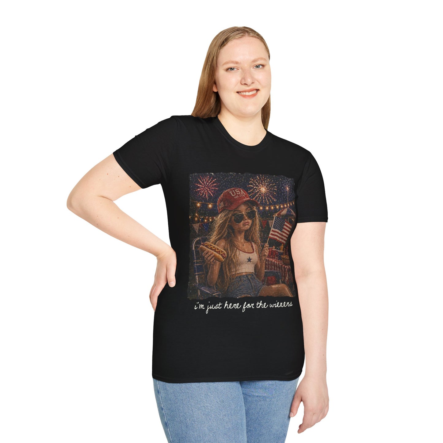 I'm Just Here for the Wieners Graphic Tee - white