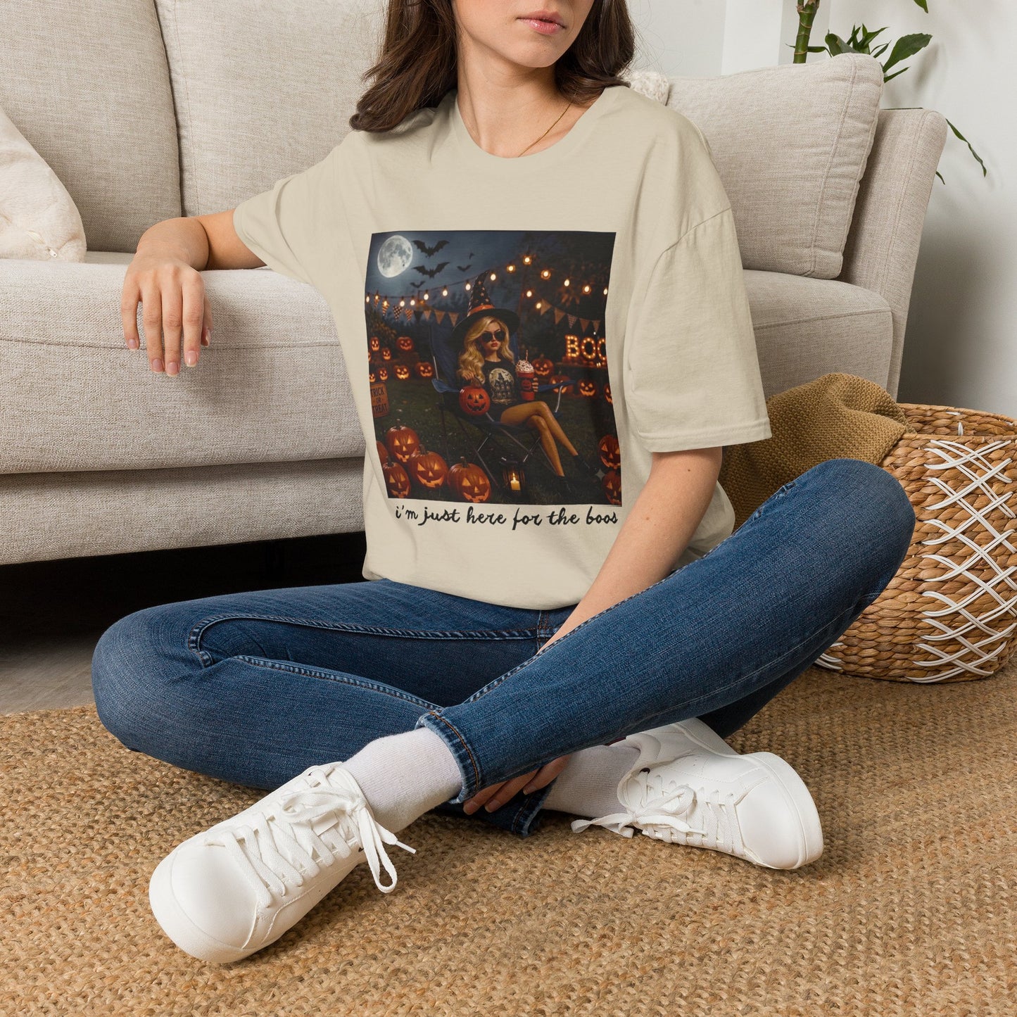 'I'm Just Here for the Boo's' Spooky Pumpkin Tee