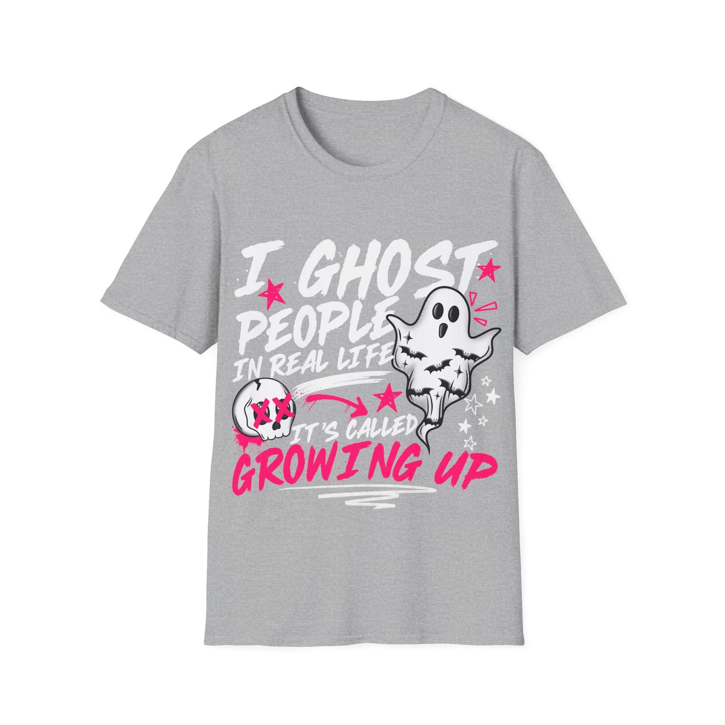 Ghost Graphic T-Shirt — Cute Pink Stars "Growing Up" Tee