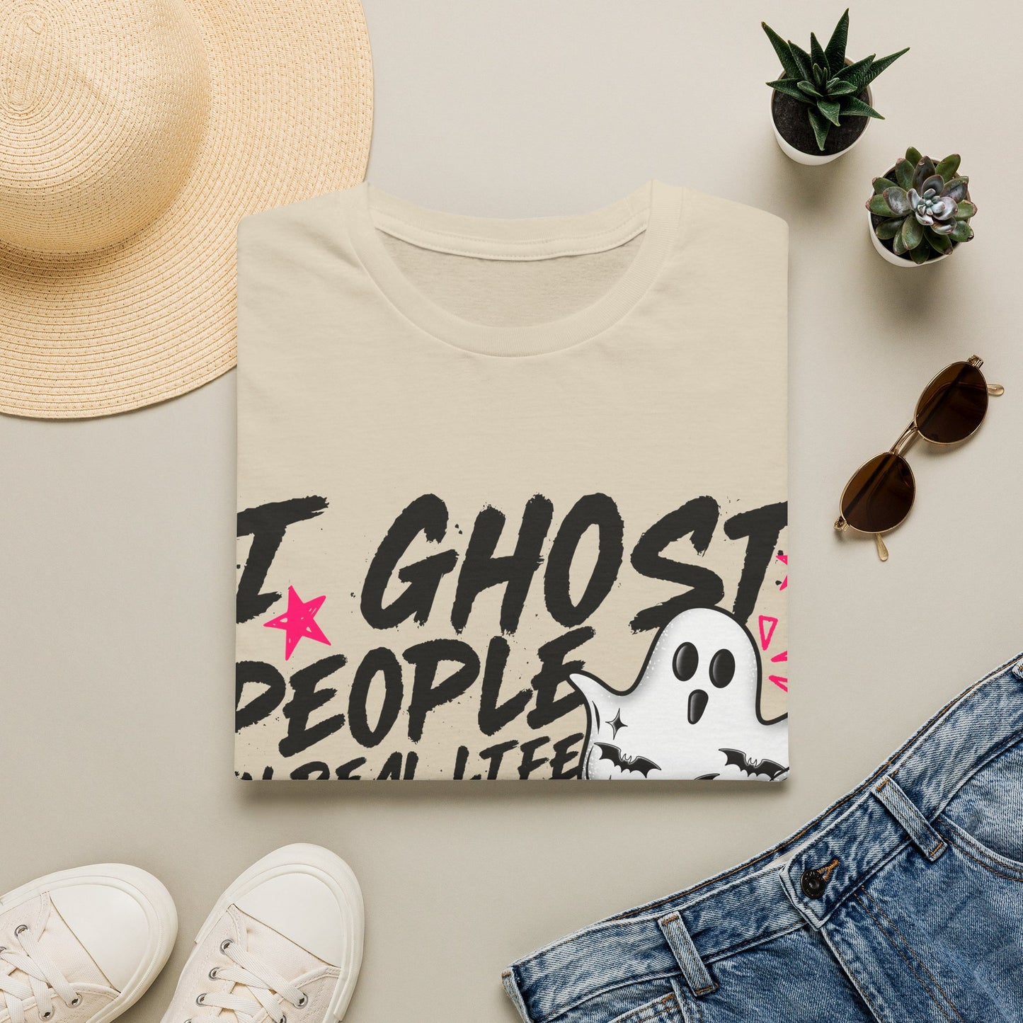 T-Shirt — "I Ghost People in Real Life" Funny Ghosting Humor Tee