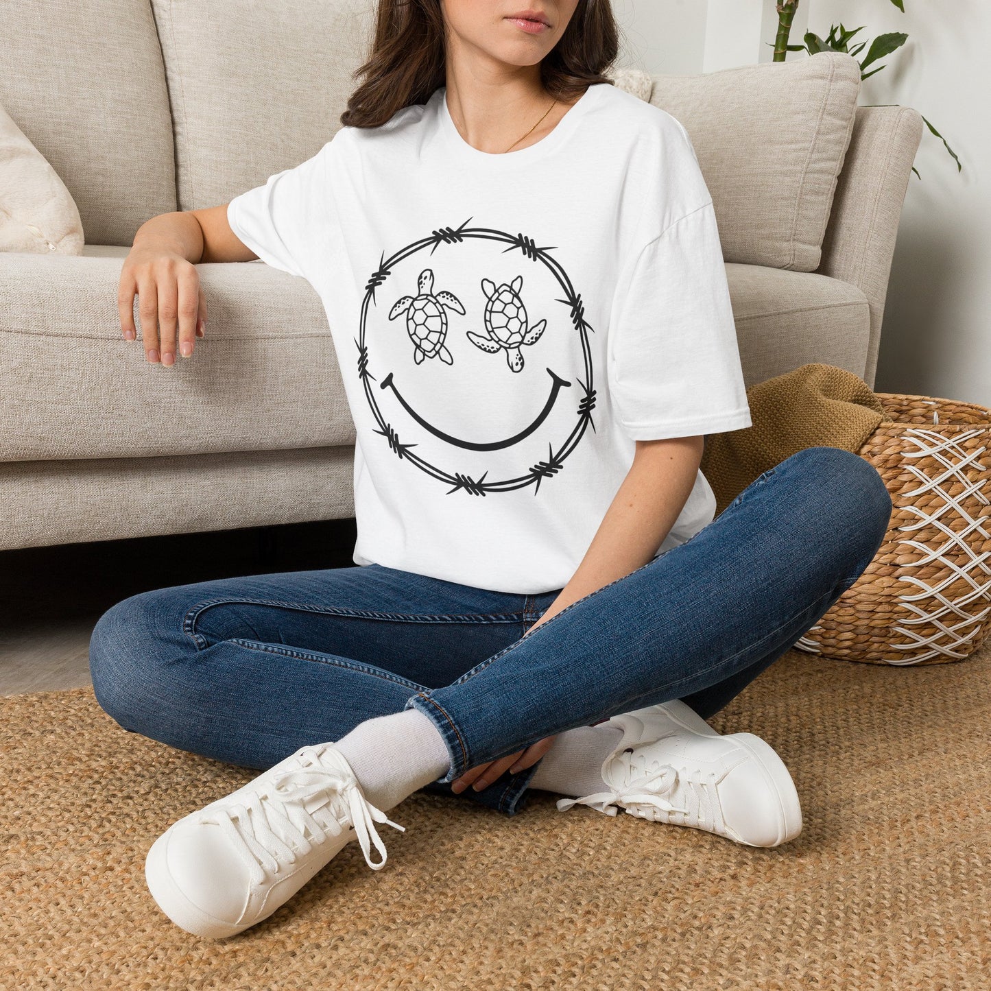 Sea Turtle Smile Graphic Tee (Barbed Wire Circle)