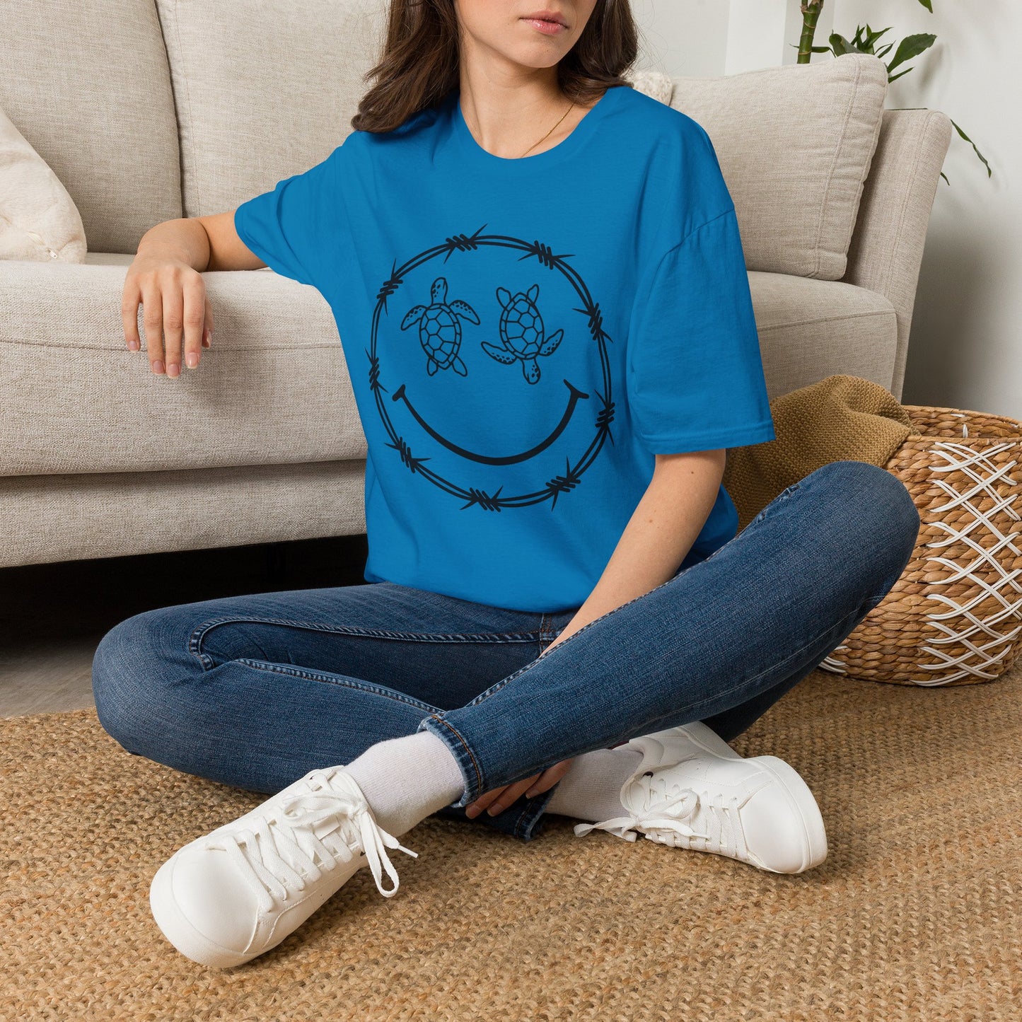Sea Turtle Smile Graphic Tee (Barbed Wire Circle)