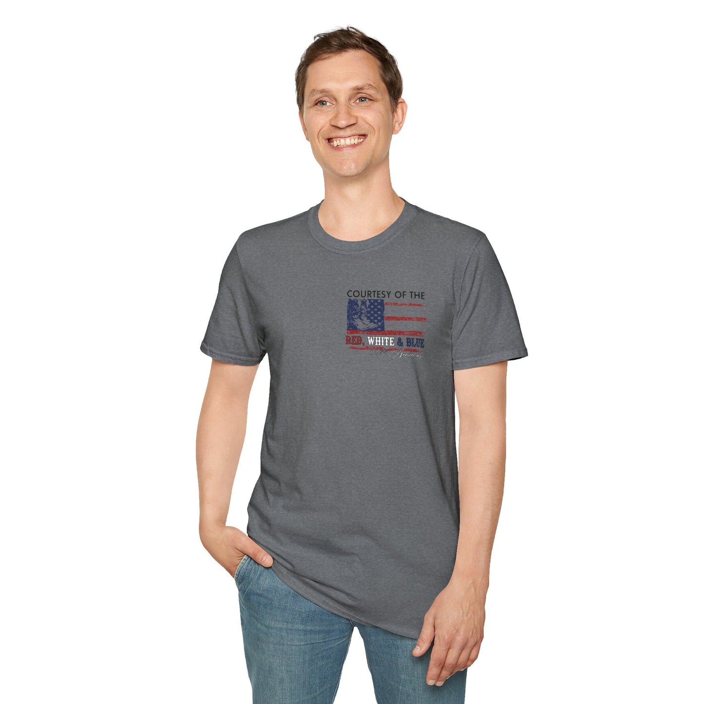 "Courtesy of the Red, White & Blue"