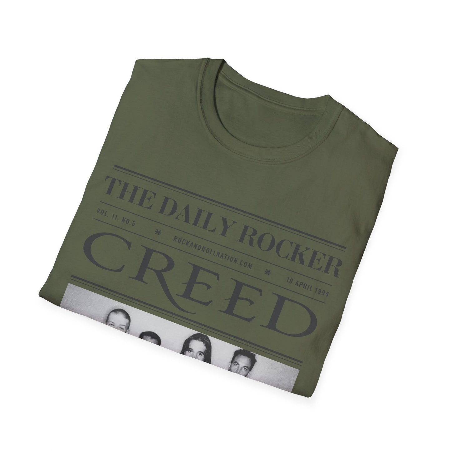Creed Band T-Shirt – 'The Daily Rocker' Vintage Newspaper Design