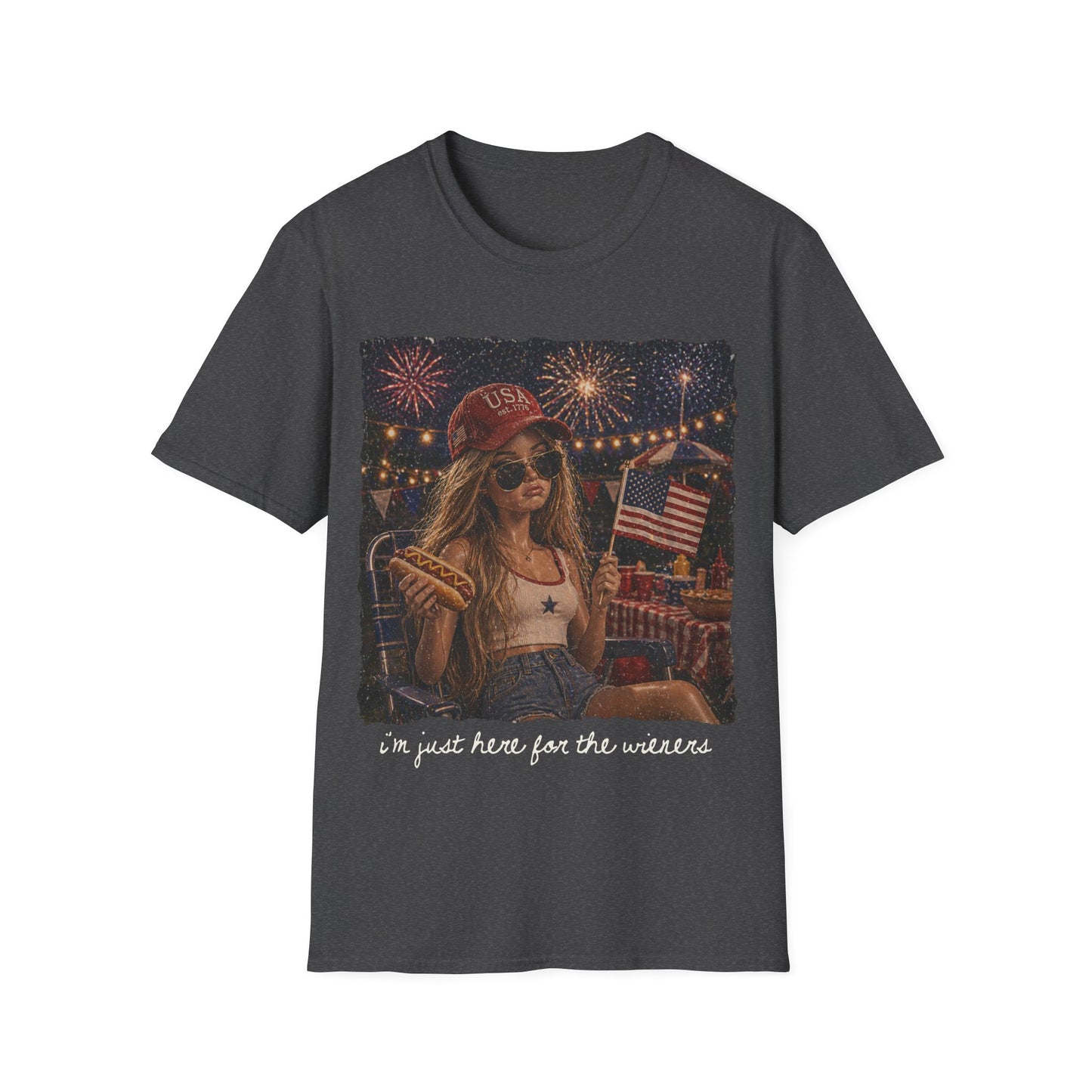 I'm Just Here for the Wieners Graphic Tee - white