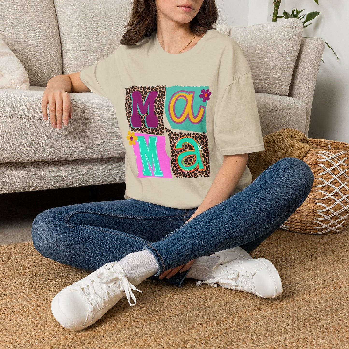 Mama Leopard Patchwork Graphic Tee