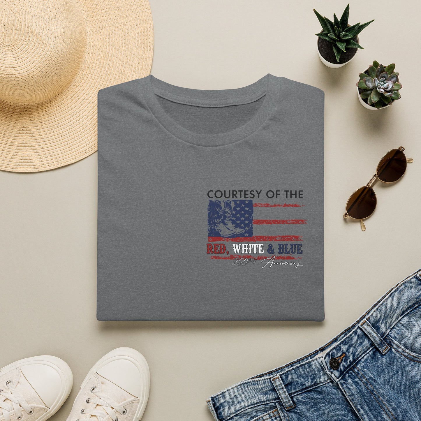 "Courtesy of the Red, White & Blue"