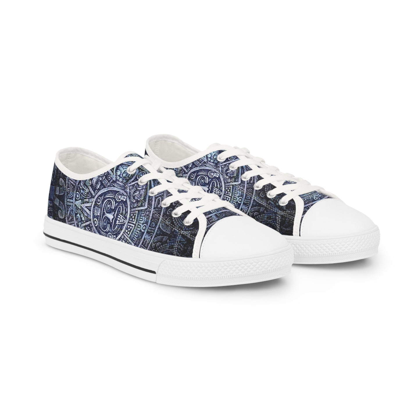 Aztec Calendar Low Top Sneakers — Men's Tribal Pattern Casual Shoes