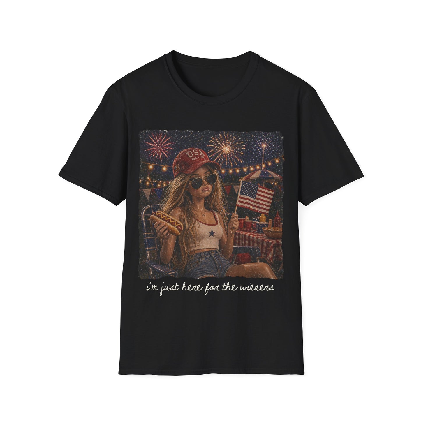 I'm Just Here for the Wieners Graphic Tee - white
