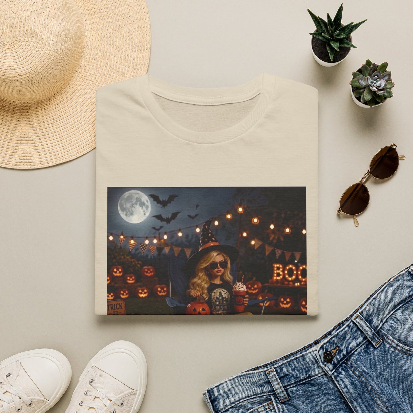 'I'm Just Here for the Boo's' Spooky Pumpkin Tee