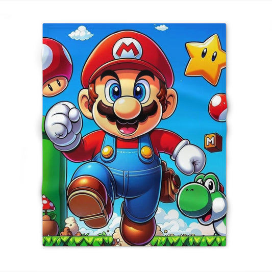 Mario Superhero Throw Blanket - Retro Video Game Character Fleece for Kids & Gamers