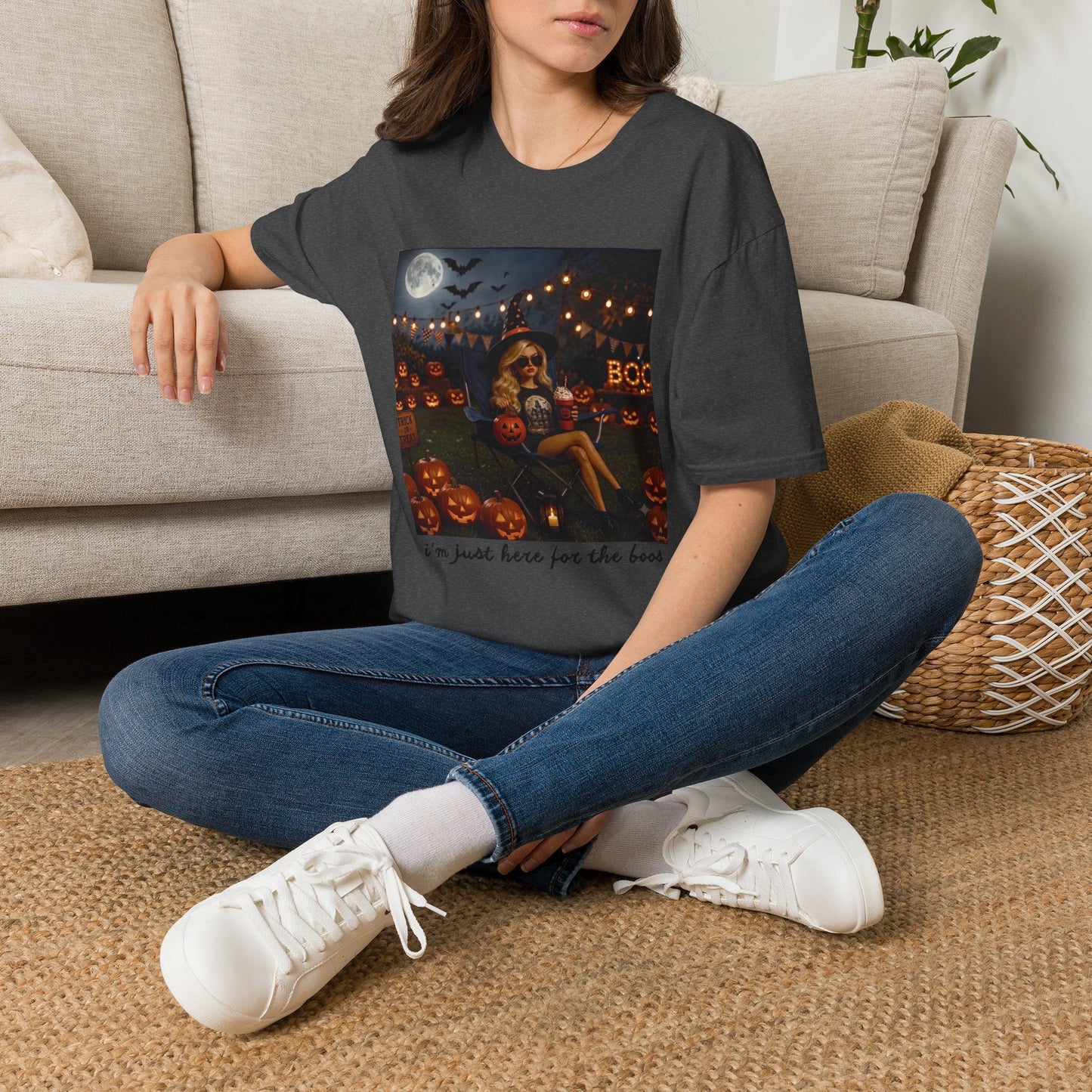 'I'm Just Here for the Boo's' Spooky Pumpkin Tee