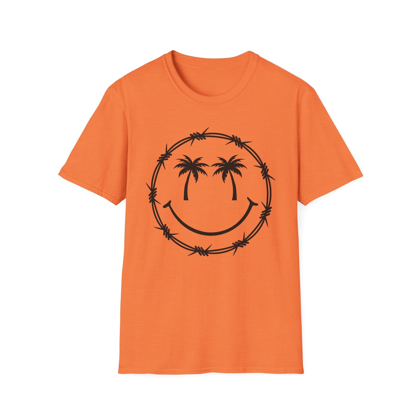 Barbed Wire Smile Palm T-Shirt — Tropical Palm Tree Smile Graphic Tee