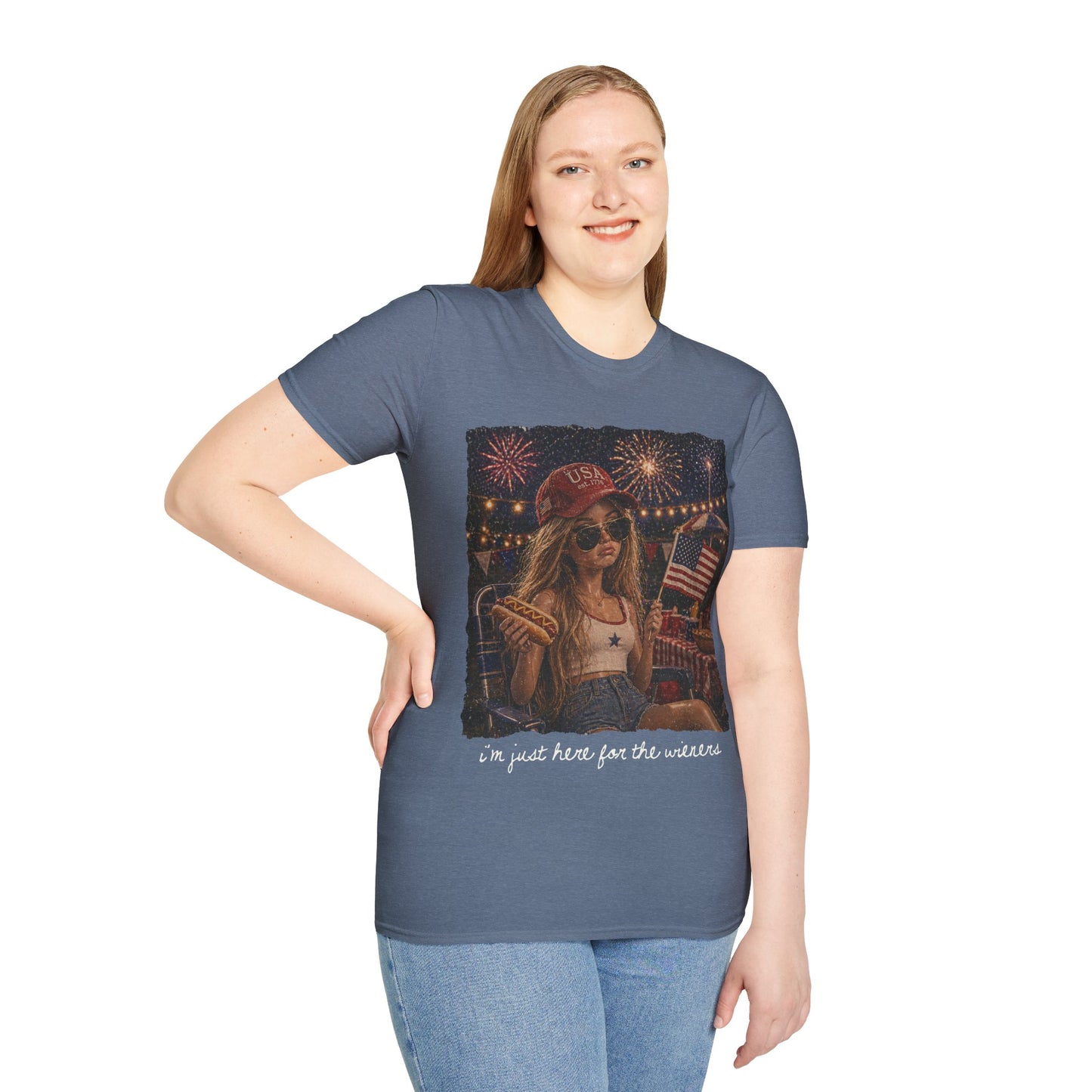 I'm Just Here for the Wieners Graphic Tee - white