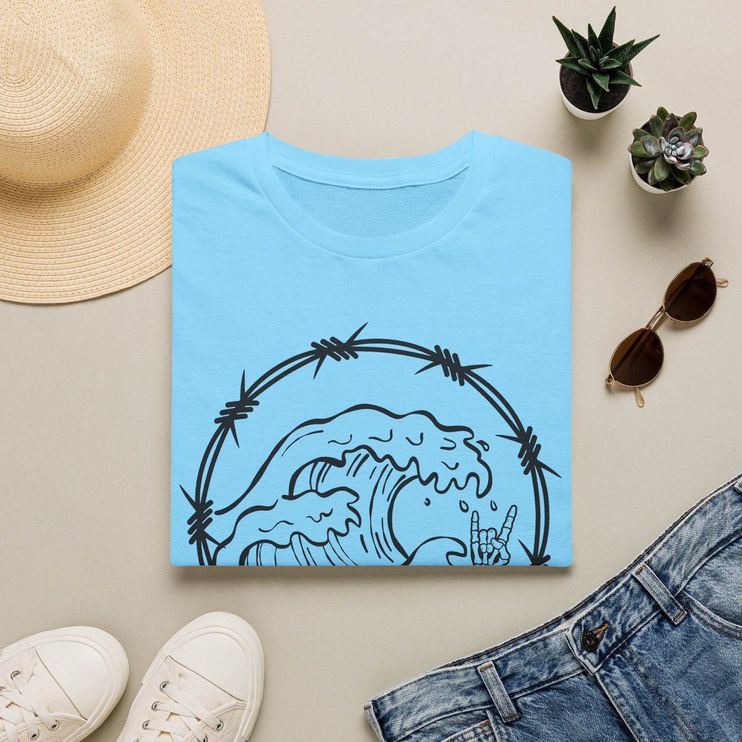 Wave & Barbed Wire Graphic Tee