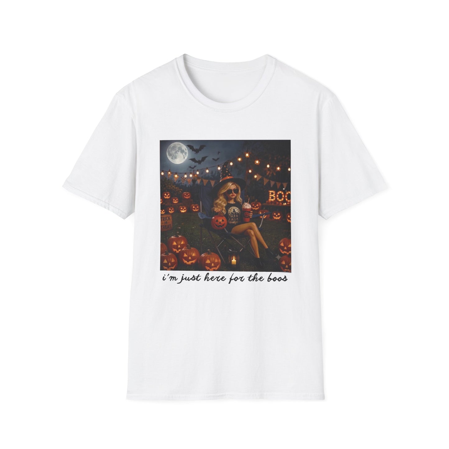 'I'm Just Here for the Boo's' Spooky Pumpkin Tee