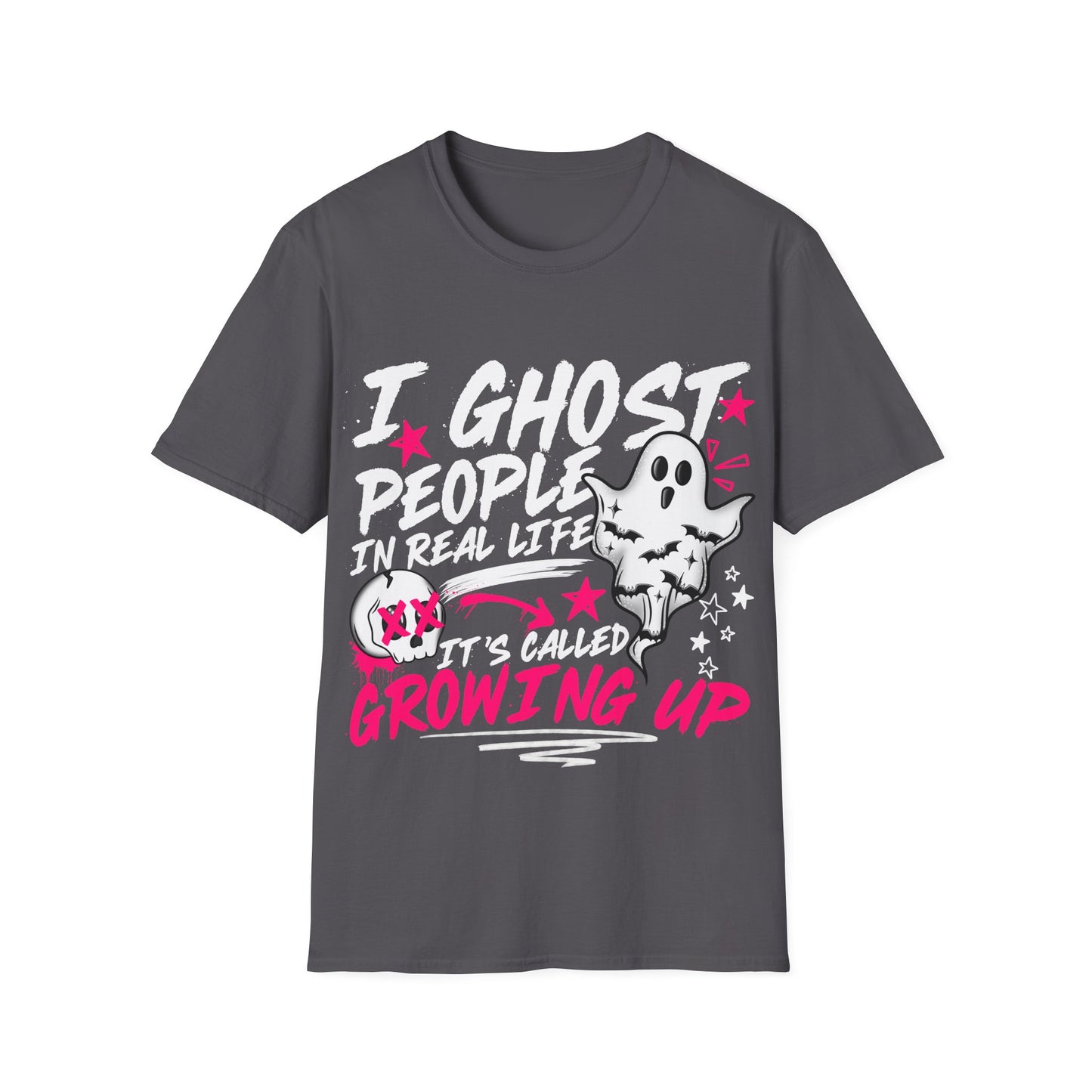 Ghost Graphic T-Shirt — Cute Pink Stars "Growing Up" Tee