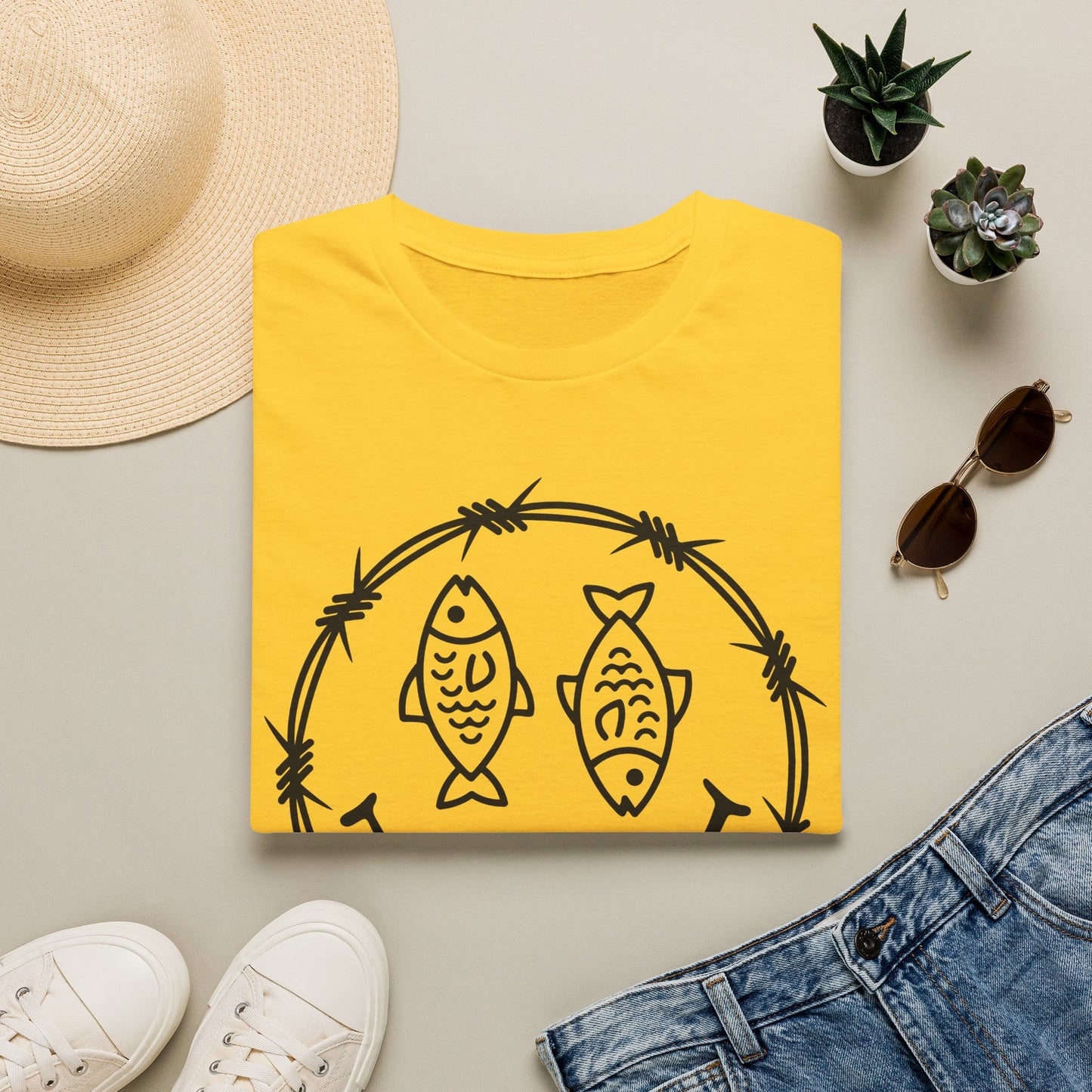 Smiley Fish Barbed Wire Graphic Tee