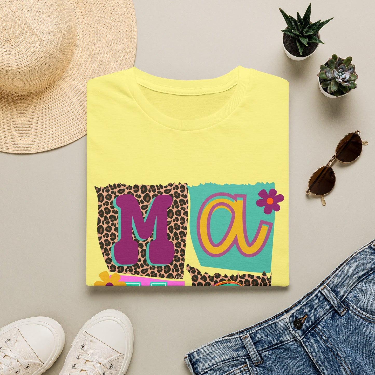 Mama Leopard Patchwork Graphic Tee