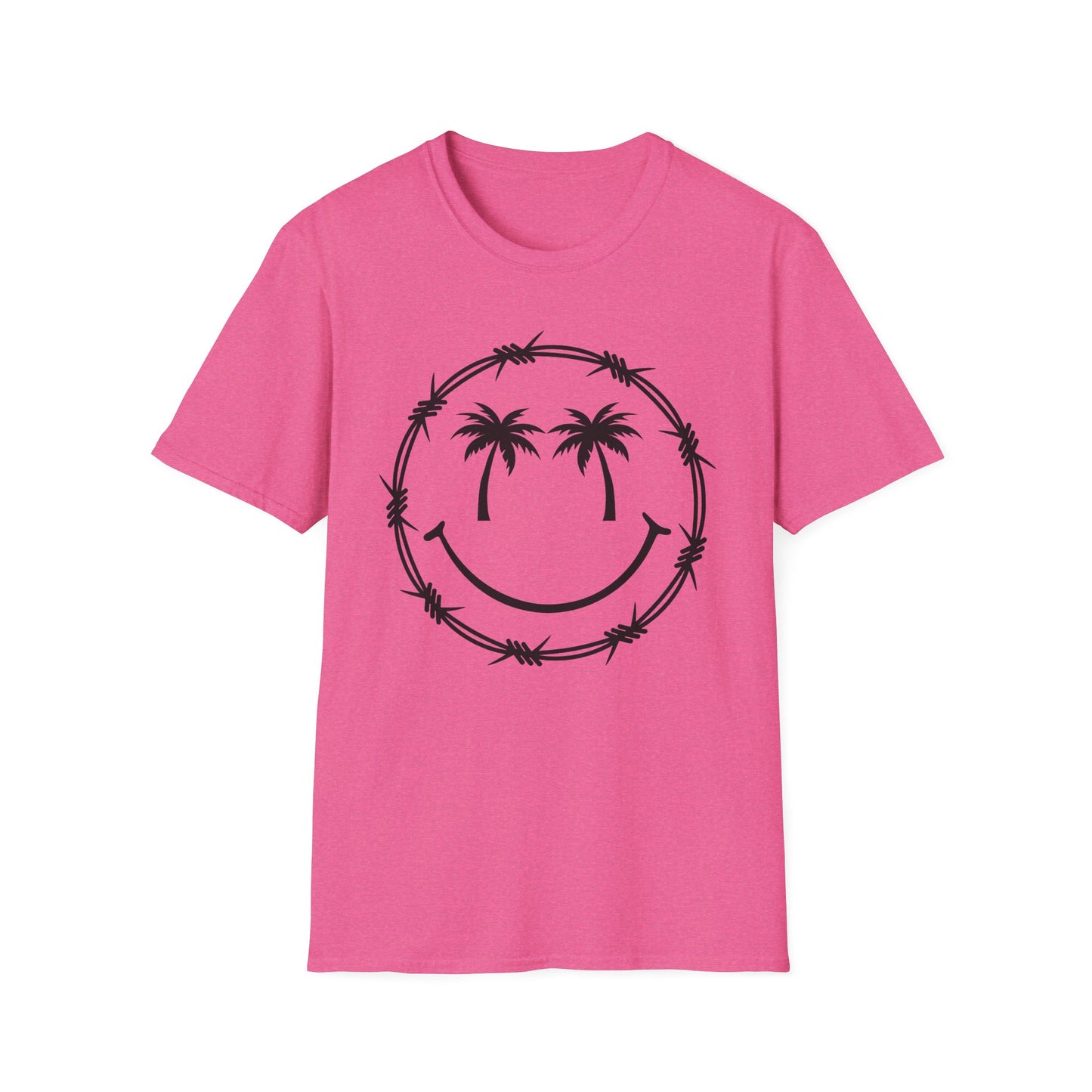 Barbed Wire Smile Palm T-Shirt — Tropical Palm Tree Smile Graphic Tee