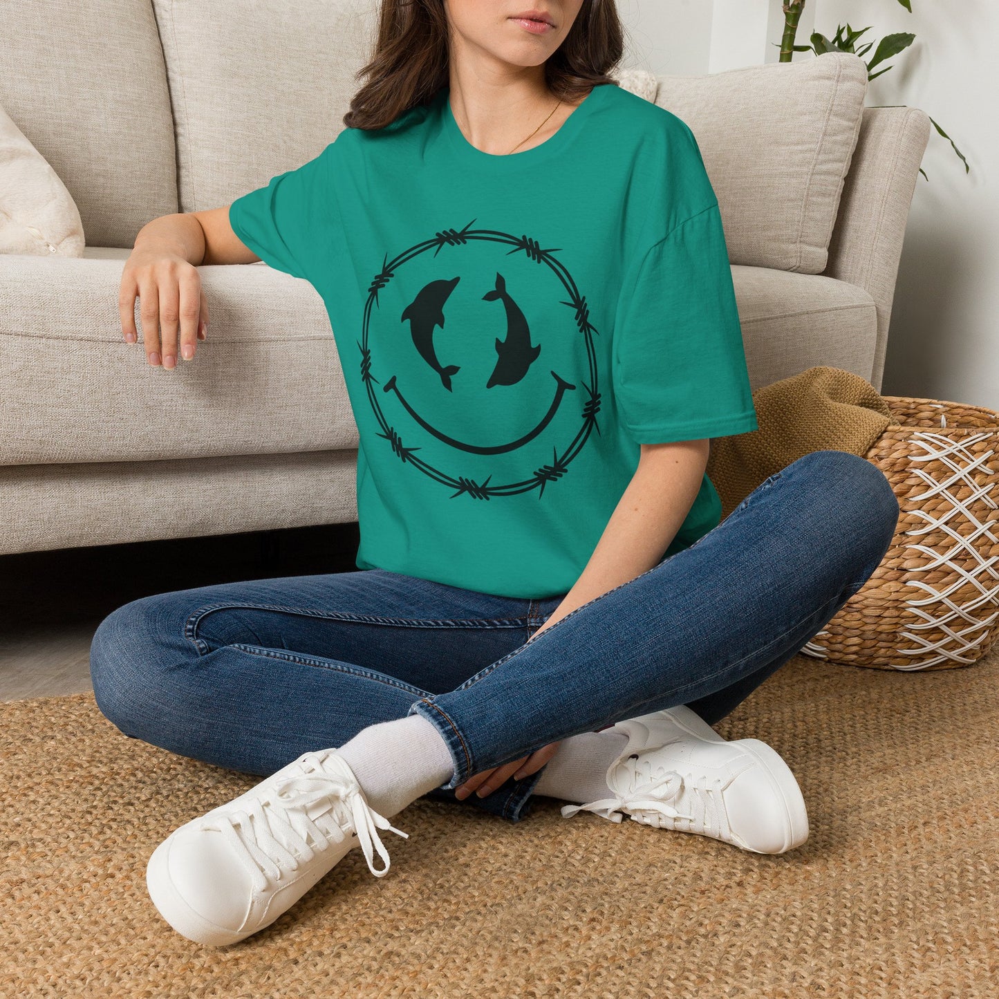 Dolphin Smile Barbed Wire Graphic Tee
