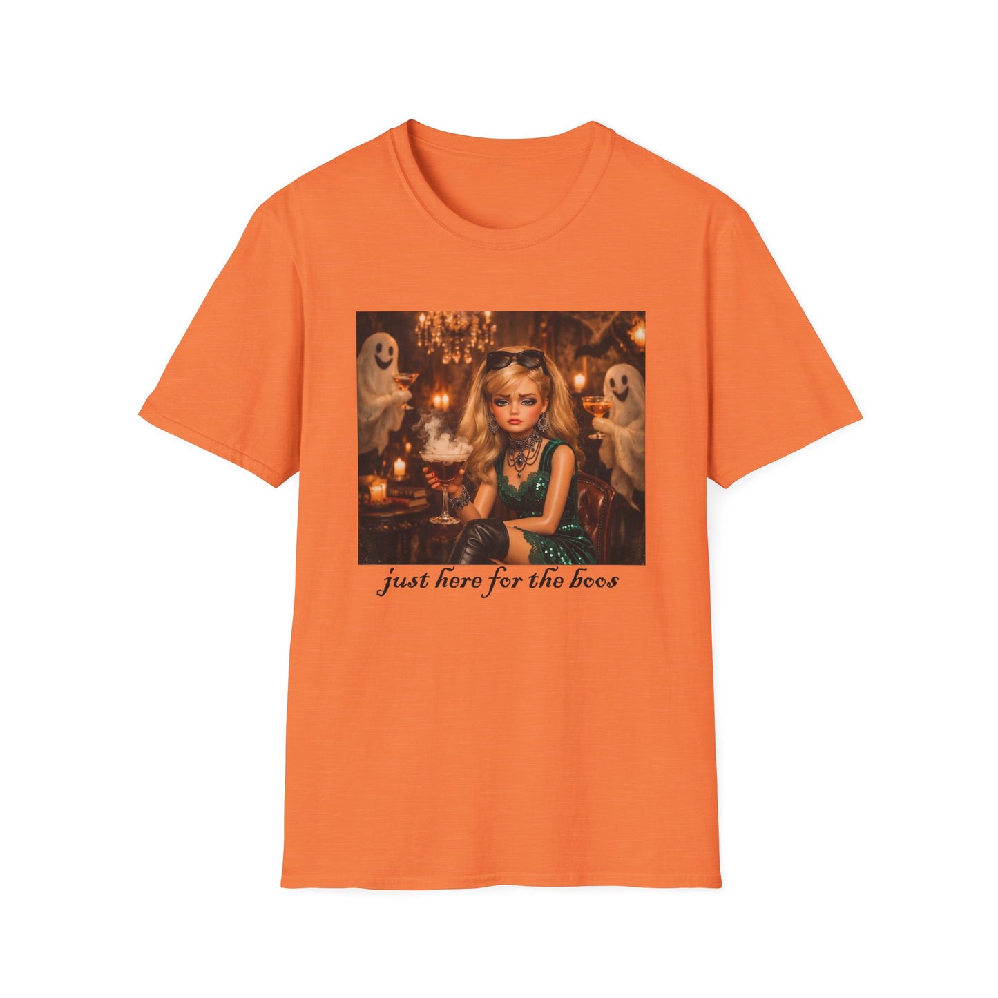 "Just Here for the Boo" Ghostly Vintage Doll Halloween Tee