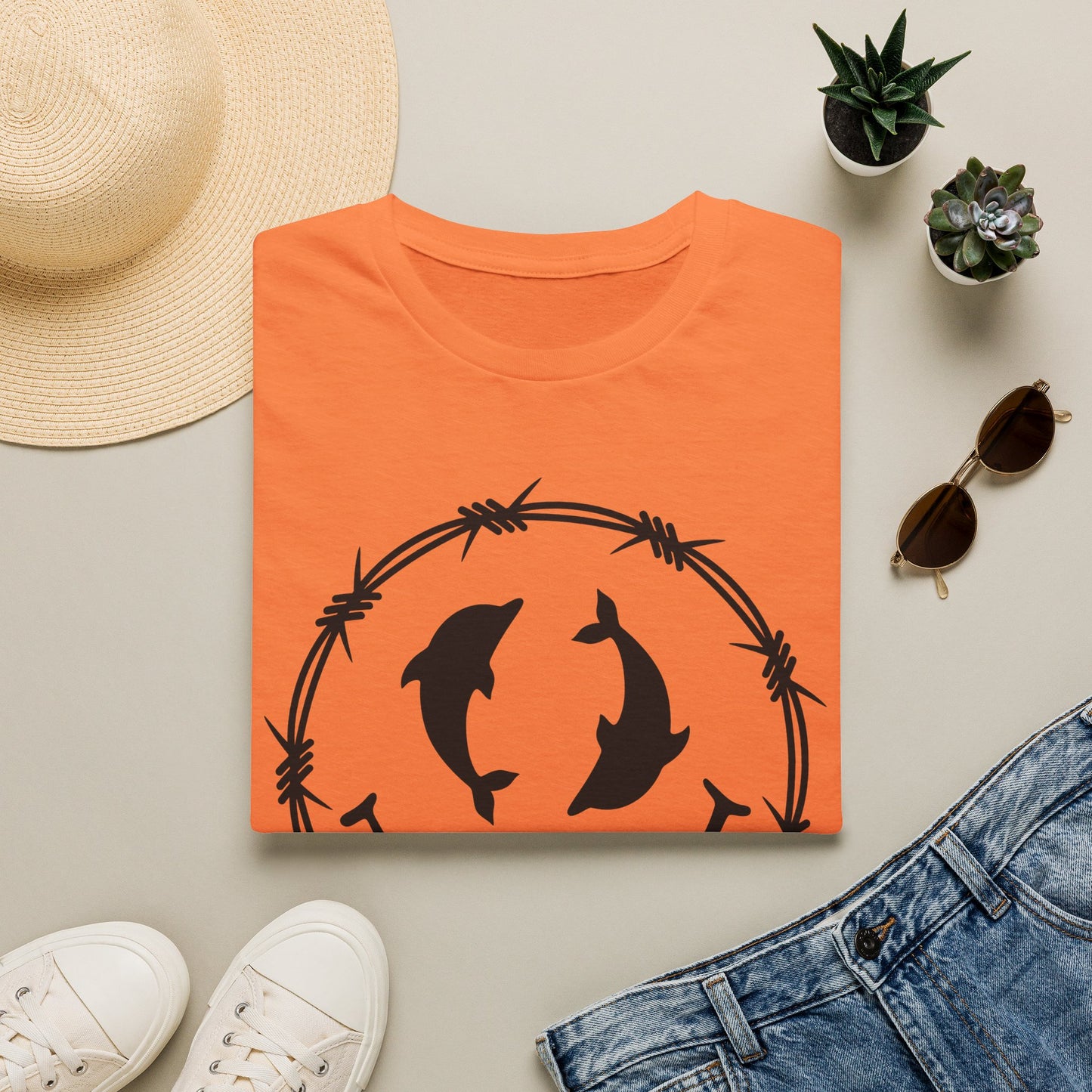 Dolphin Smile Barbed Wire Graphic Tee