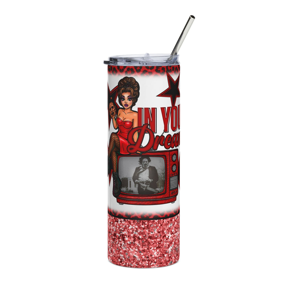 20oz Stainless Steel Tumbler Leather Face "In Your Dreams"