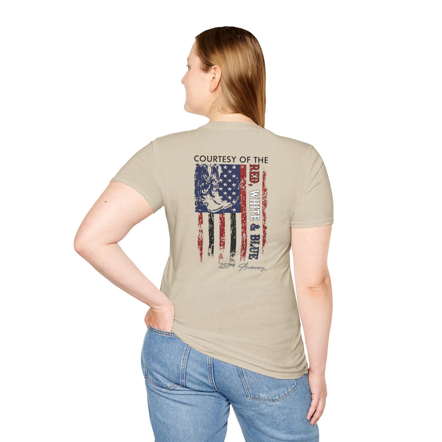 "Courtesy of the Red, White & Blue"