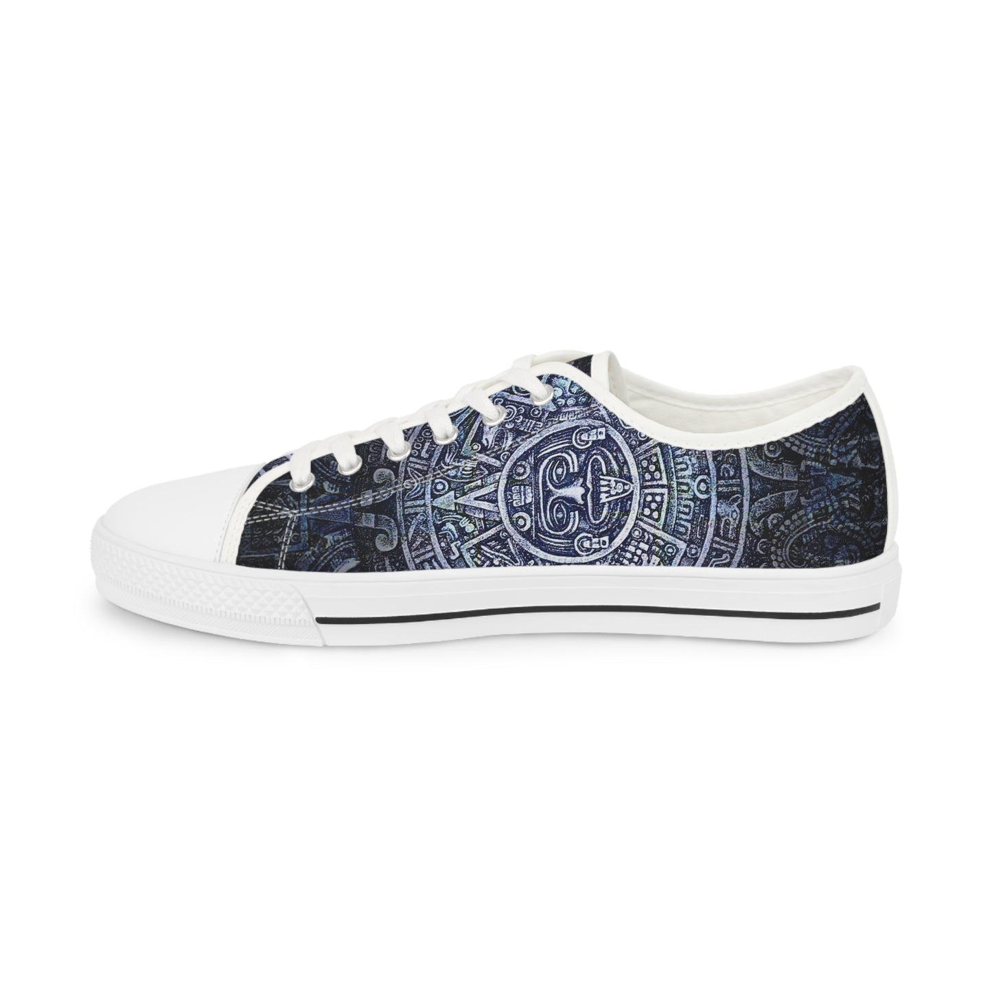 Aztec Calendar Low Top Sneakers — Men's Tribal Pattern Casual Shoes