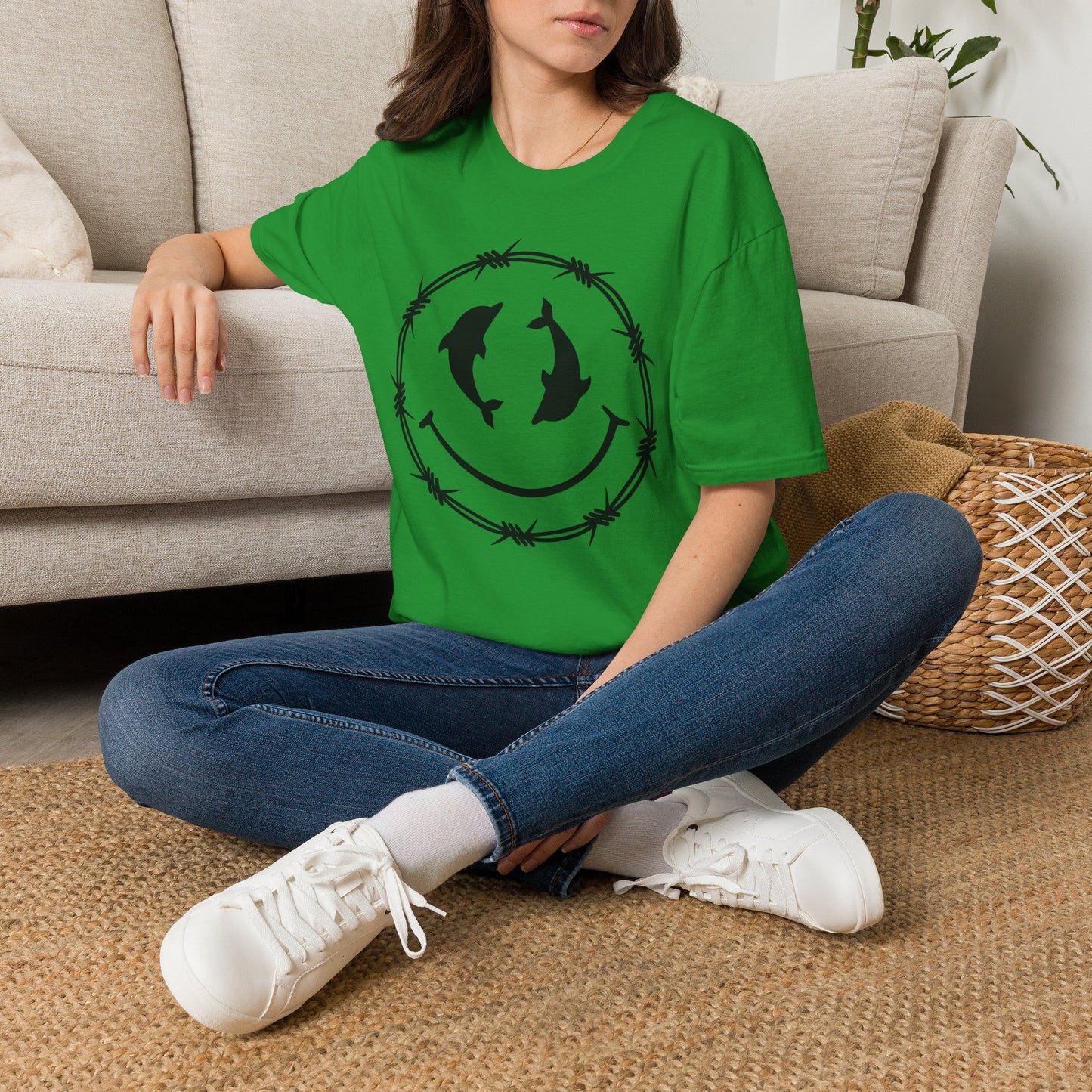 Dolphin Smile Barbed Wire Graphic Tee