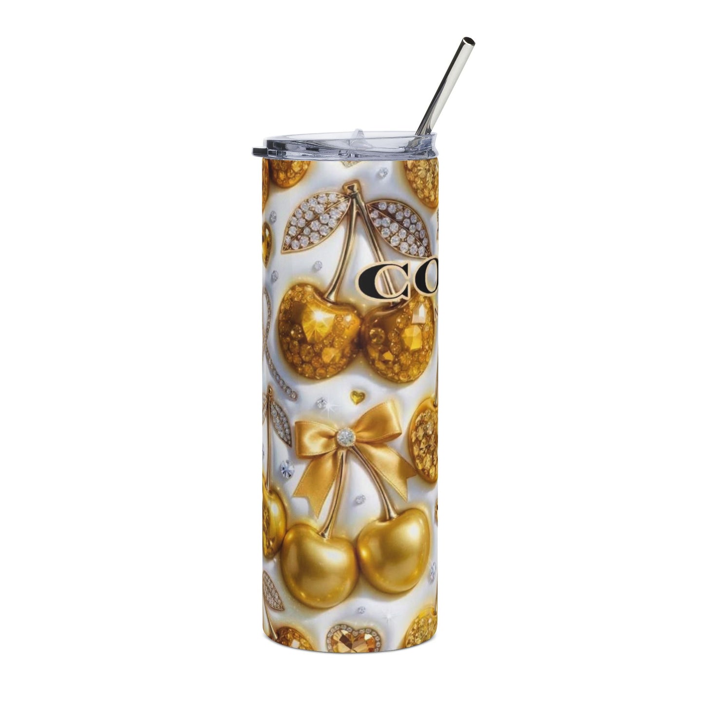 20oz Gold Cherry Stainless Tumbler — Sparkling Luxe Drinkware