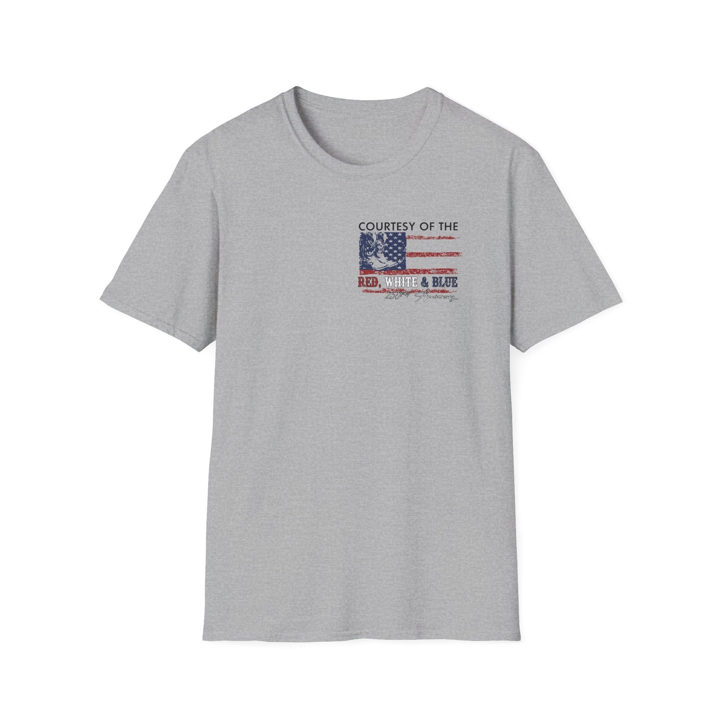 "Courtesy of the Red, White & Blue"