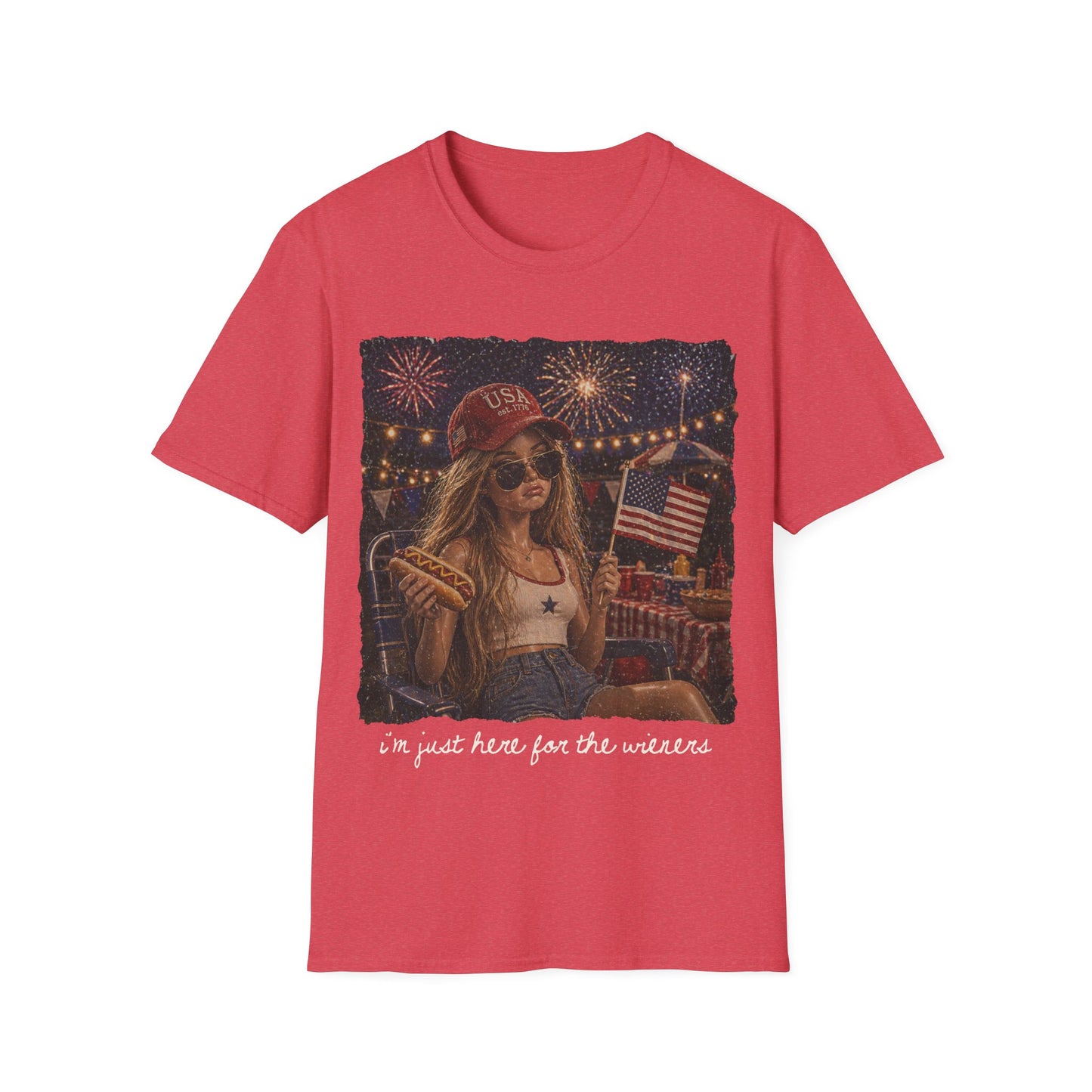 I'm Just Here for the Wieners Graphic Tee - white