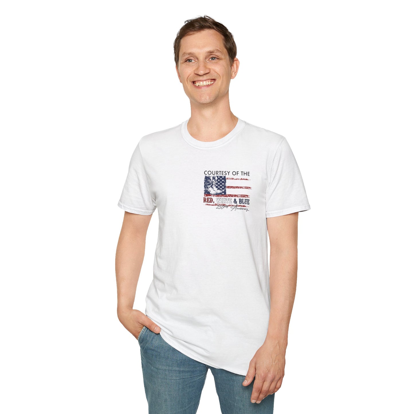"Courtesy of the Red, White & Blue"
