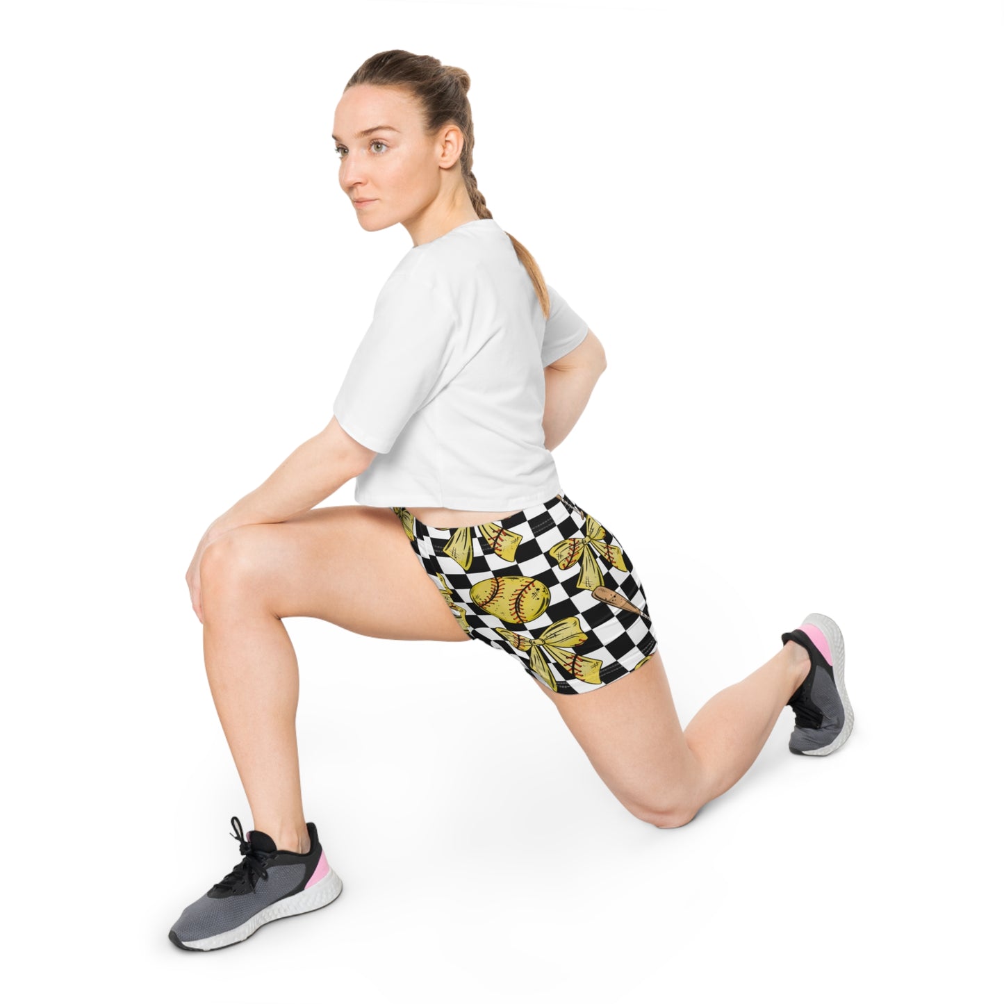 Softball Bow Checkered Women's Shorts