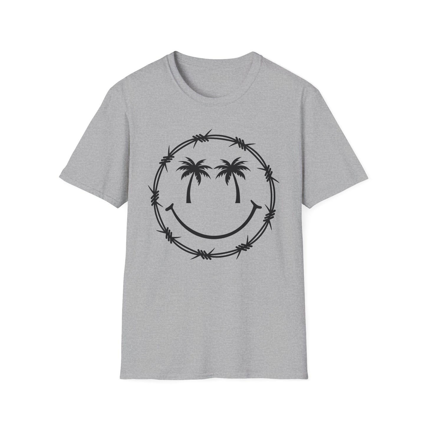 Barbed Wire Smile Palm T-Shirt — Tropical Palm Tree Smile Graphic Tee