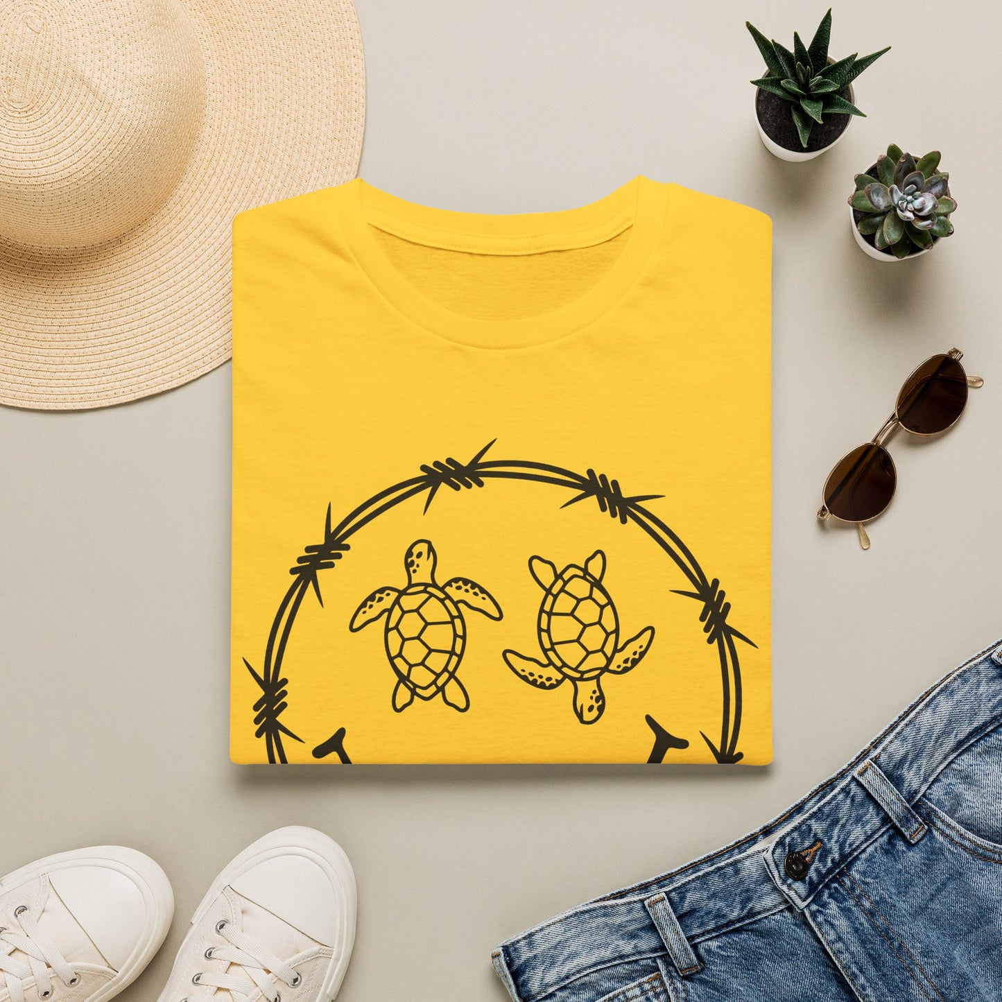 Sea Turtle Smile Graphic Tee (Barbed Wire Circle)