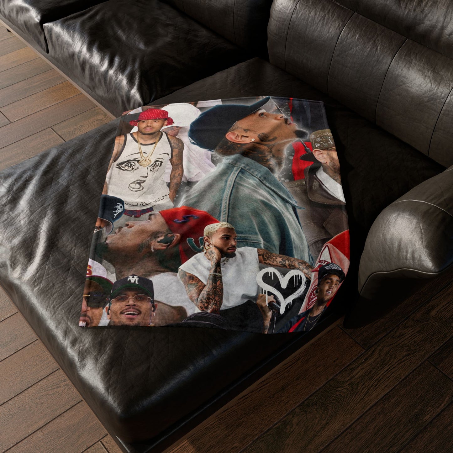 Chris Brown Collage Blanket — Celebrity Musician Photo Throw