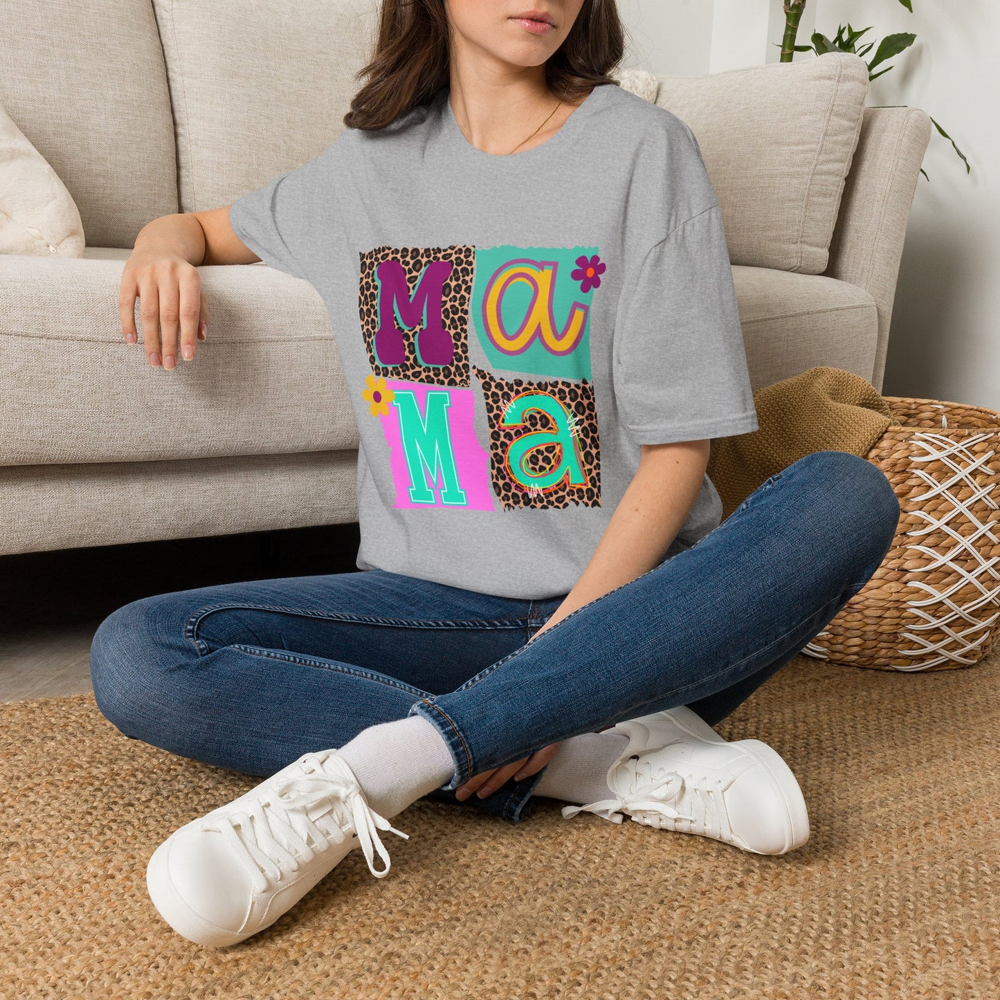 Mama Leopard Patchwork Graphic Tee