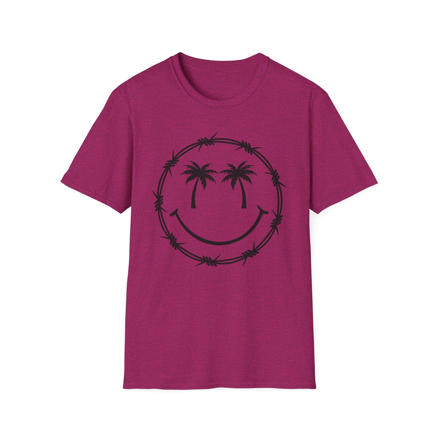 Barbed Wire Smile Palm T-Shirt — Tropical Palm Tree Smile Graphic Tee