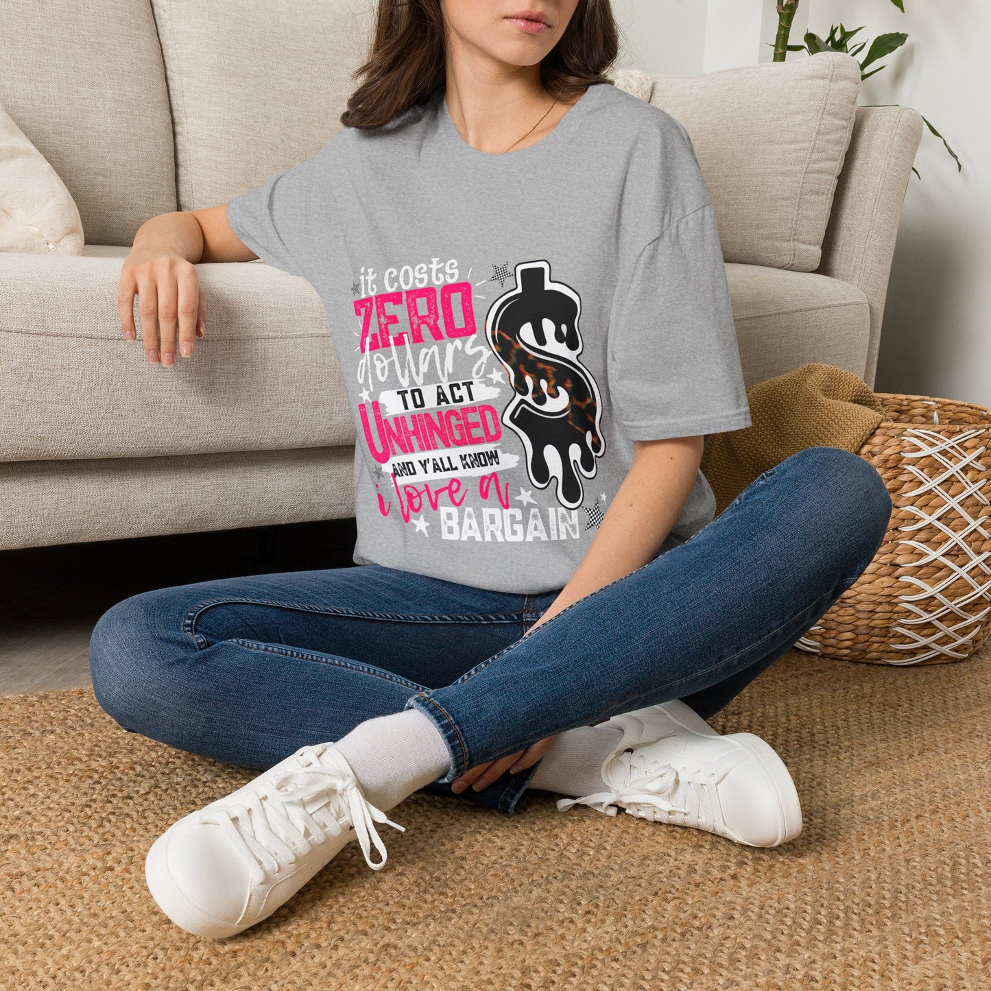 It Costs Zero Dollars To Act Unhinged  Graphic Tee-white