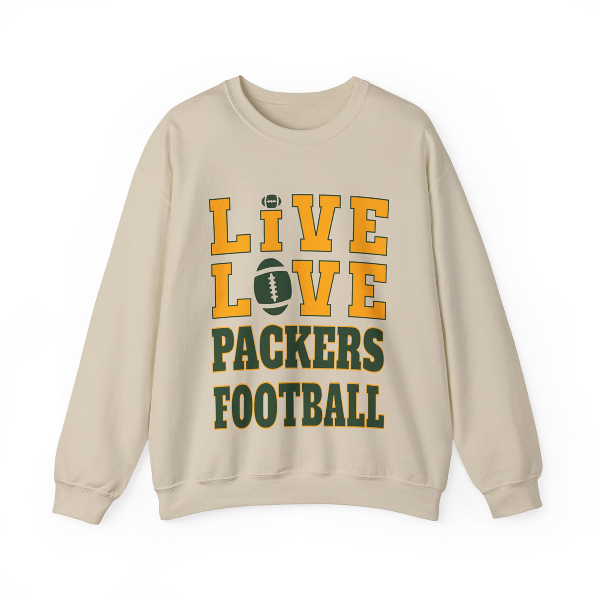 Live Love Packers Football Crewneck Sweatshirt — Green Bay Fan Pullover