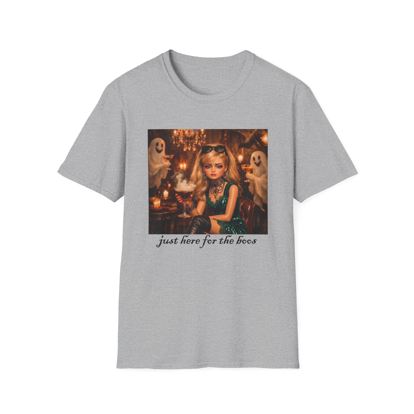 "Just Here for the Boo" Ghostly Vintage Doll Halloween Tee