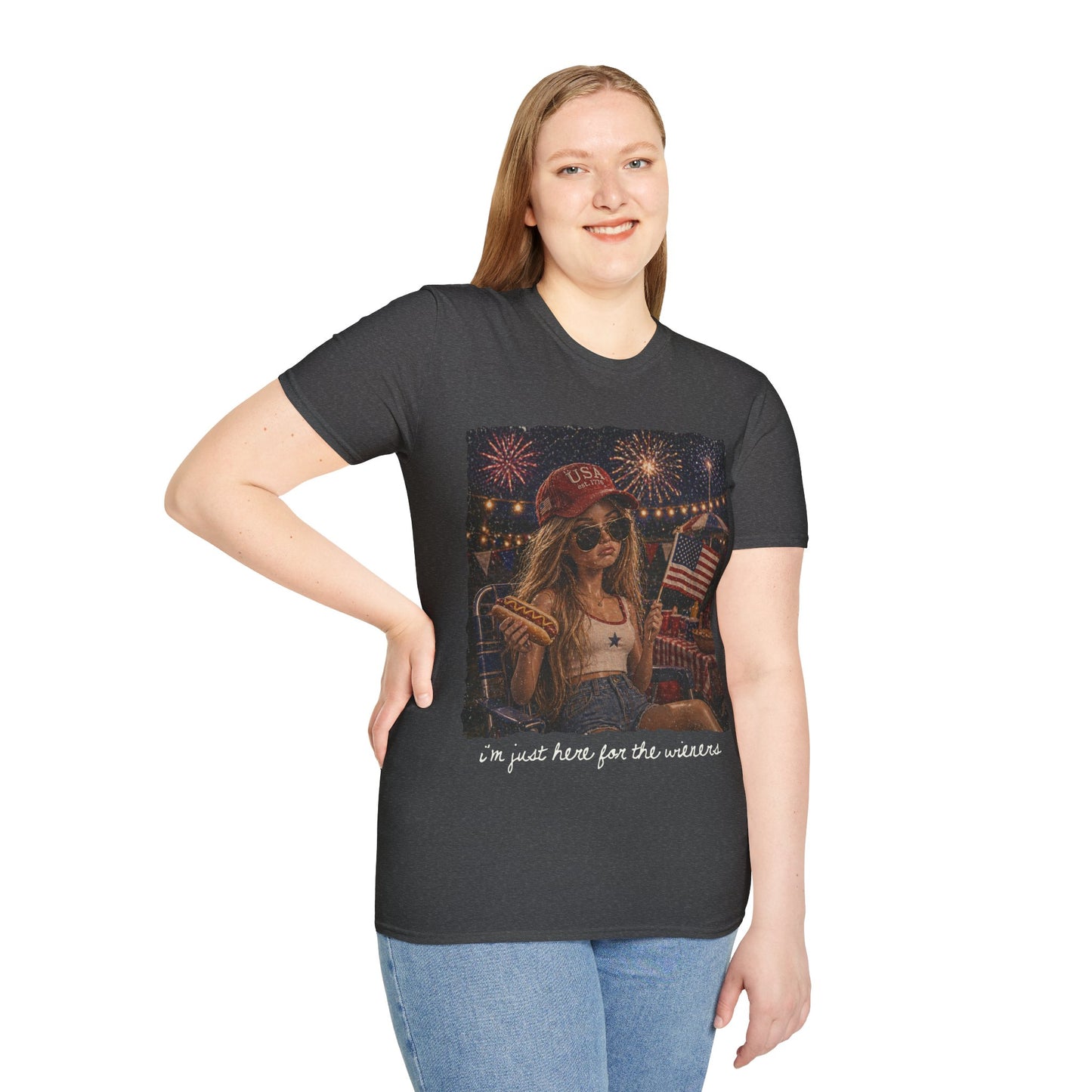 I'm Just Here for the Wieners Graphic Tee - white