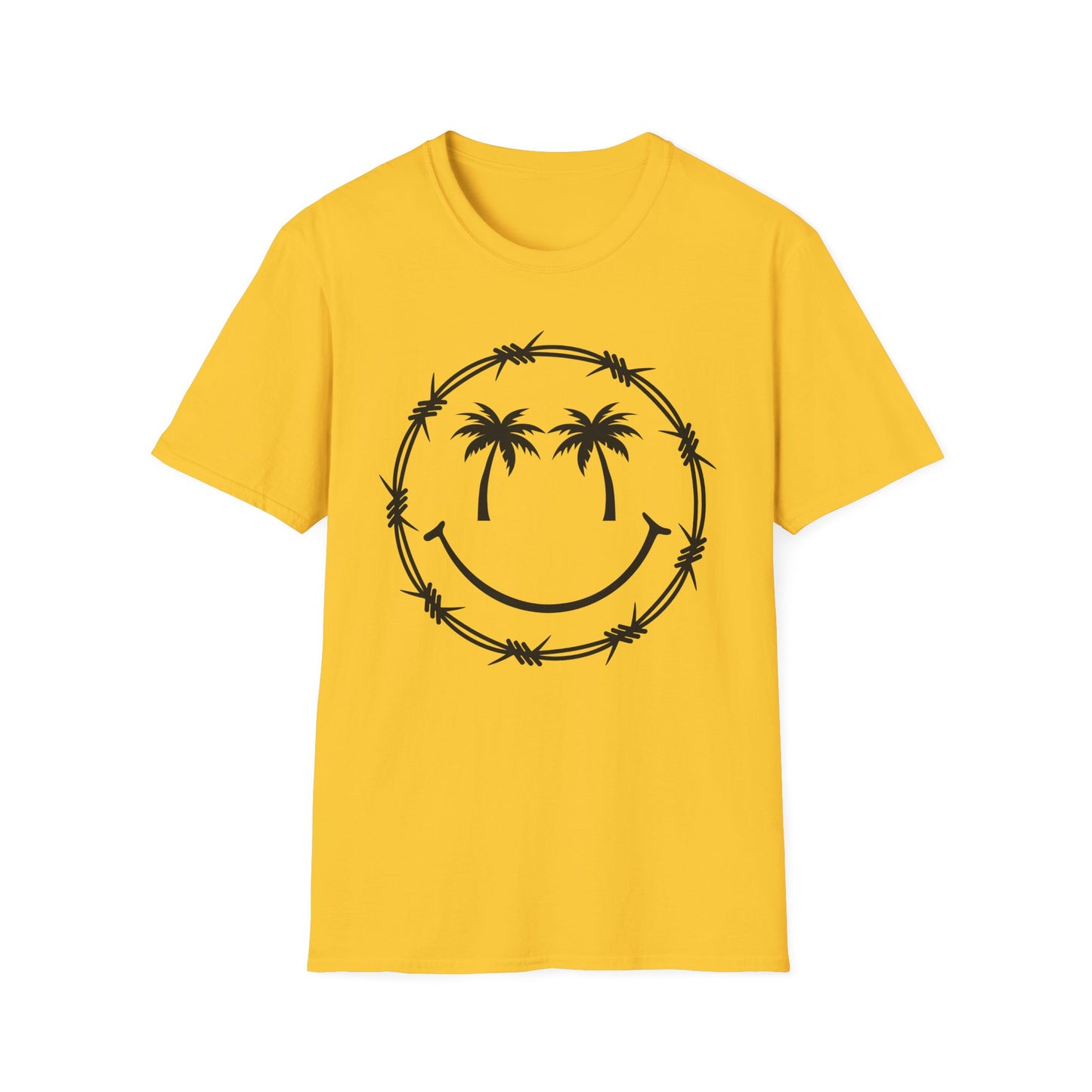 Barbed Wire Smile Palm T-Shirt — Tropical Palm Tree Smile Graphic Tee
