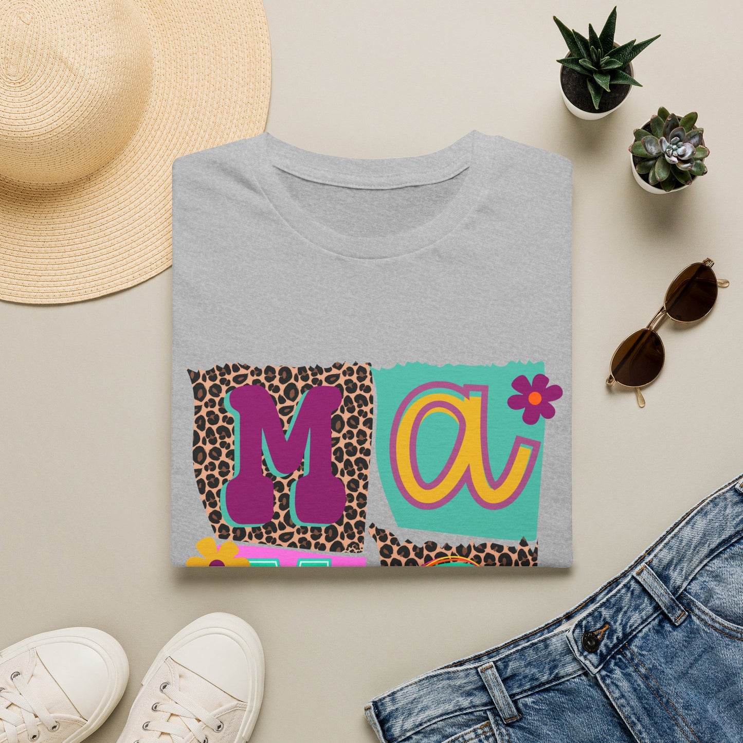 Mama Leopard Patchwork Graphic Tee