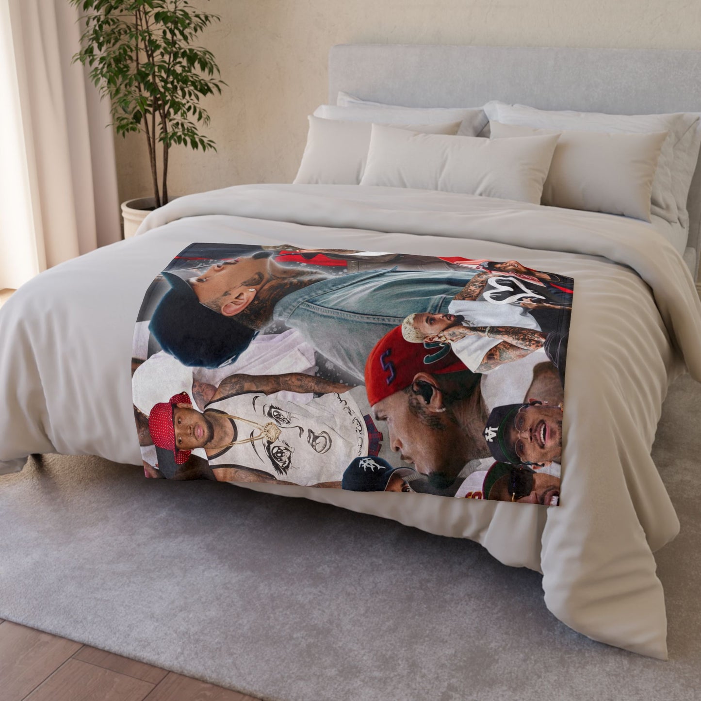 Chris Brown Collage Blanket — Celebrity Musician Photo Throw